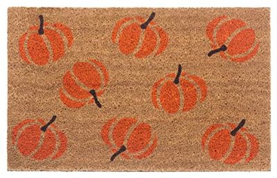 HANSE Home Zerbino in cocco per Halloween, per interni, naturale, con zucca, arancione, antiscivolo, per corridoio, terrazza, ingresso, 45 x 75 cm