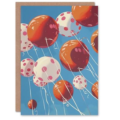Artery8 Birthday Card Fun Kids Party Sky Full of Balloons For Child Kids Greeting Card