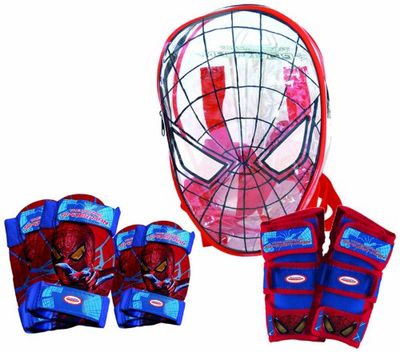 MARVEL Spindelman armbåge, knä- och handledsskydd i PVC-väska
