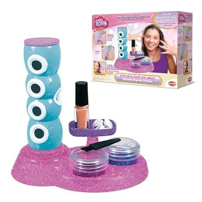 Bizak, Playset per manicure, con adesivi, smalto e glitter per la decorazione delle unghie, set di bellezza per bambini e bambine (35005068), studio pop per unghie