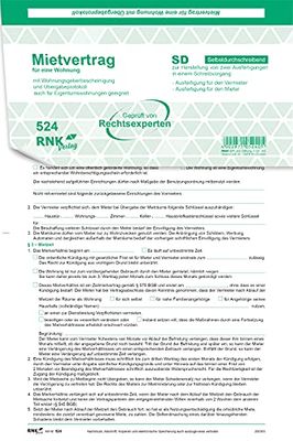 RNKVERLAG 524 - Universele huurovereenkomst voor flats - SD, met overdrachtsprotocol en verhuurdersverklaring, 4 x 2 bladen, DIN A4, 25 stuks