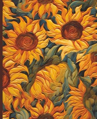 Composition Notebook College Ruled: Sunflowers Impressionist Oil Illustration | 7.5" x 9.25” Vintage French Floral Artist Aesthetic Journal with 120 Pages | The Masters Collection