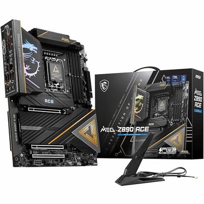 MSI MEG Z890 ACE scheda madre, ATX – Supporta processori Intel Core Ultra (Serie 2), LGA 1851, 110A SPS VRM, memoria DDR5 (9200+MT/s OC), PCIe 5.0 x16, M.2 Gen5, Thunderbolt 4, Wi-Fi 7, 10G LAN.