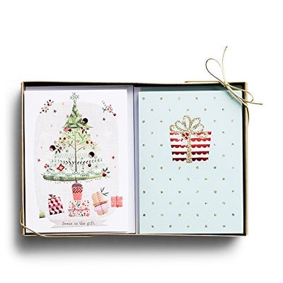 Kerst Boxed Cards - Leuke kerstboom - Geschenken - 24 kaarten Dual Pack