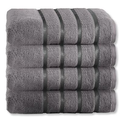 GC GAVENO CAVAILIA Lot de 4 essuie-Mains 100% Coton égyptien filé à l'anneau 500 g/m², résistant à la décoloration, très Absorbant, Gris foncé