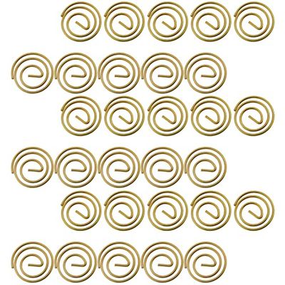 HSCGIN Mini clips en espiral, 30 clips circulares de metal dorado para papel circulares para la escuela, oficina, vida cotidiana, clasificación de documentos creativos