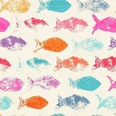 Homemania Tapis Imprimé Colorful Fish - pour Les Enfants - Décoration de Maison - Antidérapants - pour Salon, Séjour, Chambre à Coucher - Multicolore en Polyester, Coton, 100 X 200cm