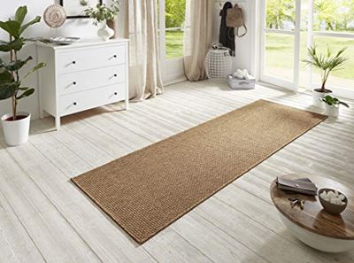 BT Carpet Nature Fineloop - Tappeto da cucina per interni ed esterni, antiscivolo, a pelo corto, effetto lana, per corridoio, cucina, giardino, terrazza, bagno, 80 x 250 cm