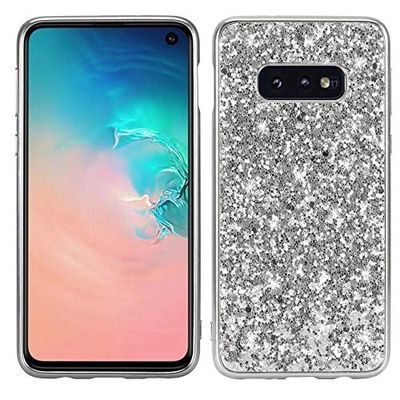 Xyamzhnn Caja Protectora HNZZ Caja del teléfono del Polvo del Brillo de Golpes de TPU for la Galaxia S10e (Color : Silver)