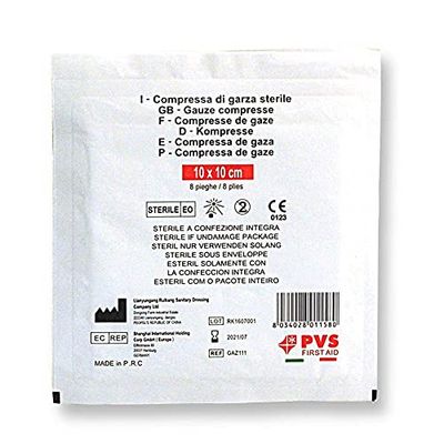 PVS GAZ111 Compressed Garza steriele voor compressie en absorptie, 10 x 10 cm, 1 stuk