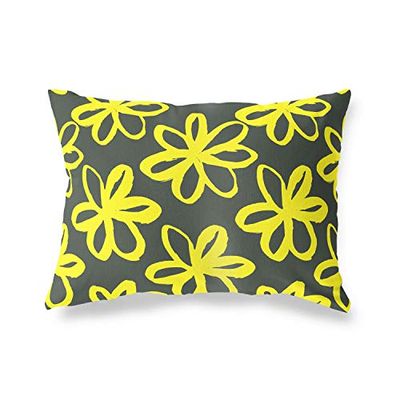 BonaMaison Jaune Fluo-Fumée Housse de Coussin Motif, Taie d'oreiller pour Lit Voiture Canapé Maison Salon Chambre, Décoration D'intérieur, 45x60 Cm - Conçu et Fabriqué en Turquie