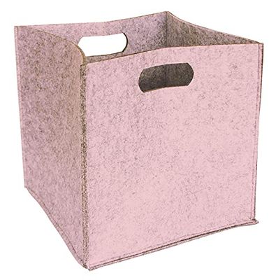 Panier cube en feutre - 2 poignées - Rose blush - 31x31x31cm