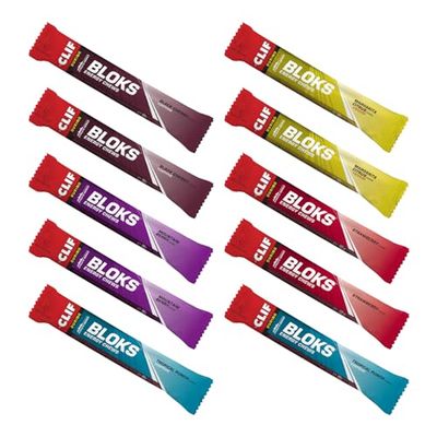CLIF Bar Bloks Energy Chews - Quick Energy for Cycling and Running - Multi-flavour 2 x Mountain Berry, 2 x Strawberry, 2 x Black Cherry, 2 x Tropical Punch, 2 x Margarita Citrus - 60g Bars - (10 Pack)