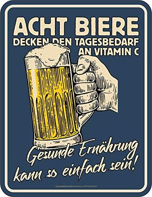 meinherzschlag B829315 Acht Biere blikken bord, meerkleurig
