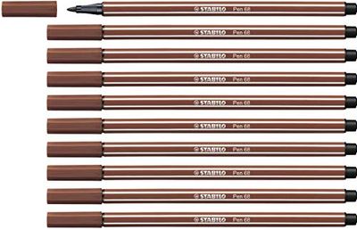 Marcador premium STABILO Pen 68, caixa com 10 unidades cor siena