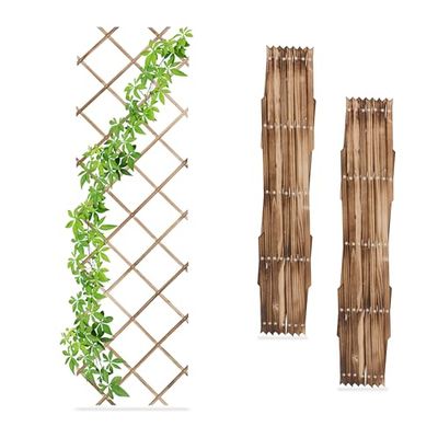 Relaxdays Tuteur à tomates en Lot de 3, Extensible, pour Plantes grimpantes, 180 x 60 cm, pour Jardin, Balcon, Marron
