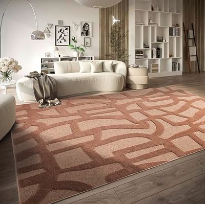 Villeroy & Boch matta med kort lugg – modern vardagsrumsmatta, hög låg effekt, modernt mönster för vardagsrum, sovrum, matsal – naturlig koppar, 160 x 230 cm
