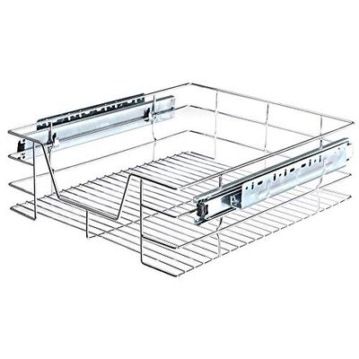 BAKAJI - Teleskopisk låda för köksmöbler - Avtagbar förvaringskorg - Spara utrymme - Rostfritt stålskena - Mått 50 cm