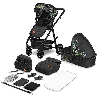 LIONELO Amber Barnvagn 2 in 1 Combi Stroller Pushchair Set with Sports Seat and Fixed Carrying Basket, Bag, Mosquito Net, Cover Cloth, Rain Cloth (Dreamin)