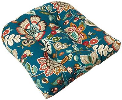Kudde perfekt 562902 utomhus/inomhus Telfair påfågel tuftade sittkuddar (rund rygg), 48 cm x 48 cm, blå