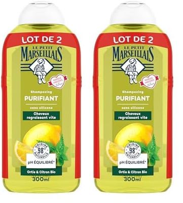 Le Petit Marseillais | Shampooing Purifiant Ortie et Citron Bio (lot de 4 flacons de 300 ml)