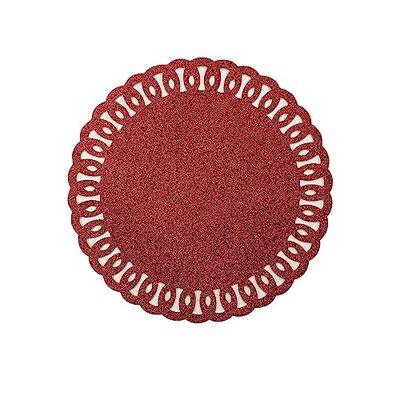 douceur d'intérieur, Set de Table (Diamètre 38 cm) Guirlande Rouge, PVC Ajouré à Paillettes