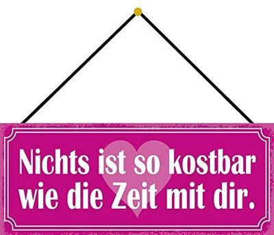 Schatzmix Spreuk Niets ist so kostbaar metalen bord wanddecoratie 27x10 met koord blikken bord, blik, meerkleurig, 27x10 cm