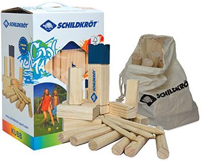 Schildkröt Kubb Zweedshaak, het populaire tuinspel uit Scandinavië, complete set van FSC-gecertificeerd hout, incl. draagtas voor opslag, 970112