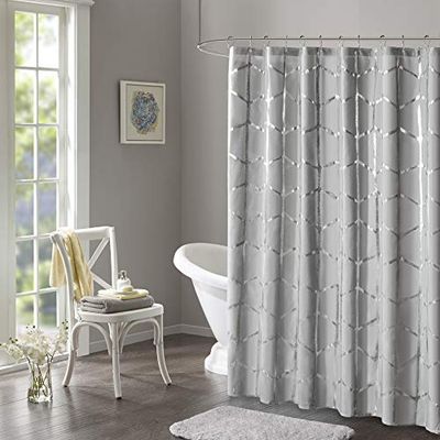 Raina Stampato Metallico Tenda Doccia 182,9 x 182,9 cm/Grigio