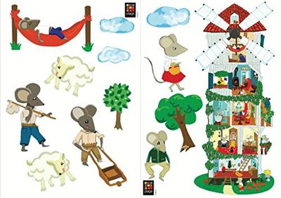 Plage Muursticker voor kinderen, muizen, muizen, decoratie voor sokkel, 2 vellen 29,7 x 21 cm, vinyl, kleurrijk, 29,7 x 0,1 x 21 cm