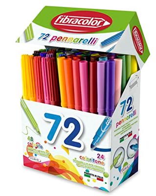 Kleurpotloden + Coloritone FIBRACOLOR Pack van 72 viltstiften met fijne en brede punt, super wasbaar