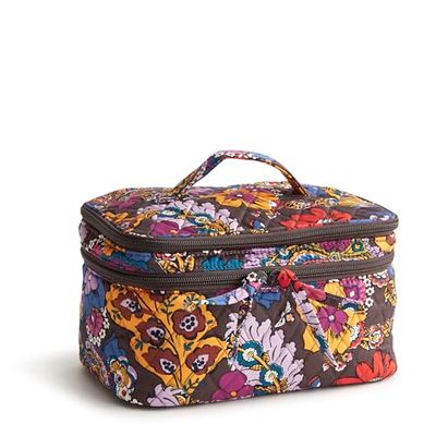 Vera Bradley Women's Cotton Brush Up Cosmetic Case Makeup Bag, Colorful Bouquet, One Size