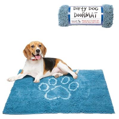 Dog Gone Smart Dirty Dog Doormat - Fast Drying Rug with Super Gripper Backing for Clean Floors - Super Absorbent and Machine Washable Mat for Muddy Paws - Aqua