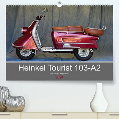 Heinkel Tourist 103-A2 Ein Freund fürs Leben (hochwertiger Premium Wandkalender 2024 DIN A2 quer), Kunstdruck in Hochglanz: Ein deutscher Motorroller mit großer Geschichte