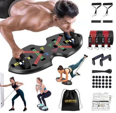 LALAHIGH Tabla de flexiones mejorada: barra multifuncional 20 en 1 con bandas de resistencia, gimnasio portátil en casa, equipo de entrenamiento de fuerza, asas para flexiones perfectas, fitness