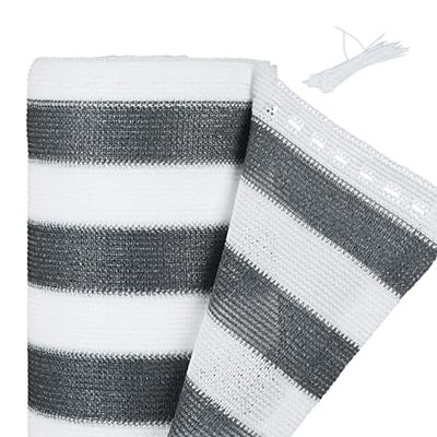 Relaxdays Pannello Frangivista 1,5 x 10 m, Telo Ombreggiante, Rete Copri Recinzioni Esterno e Ringhiere Balconi, Bianco Grigio