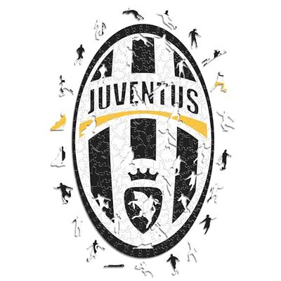 Iconic Puzzles, Juventus Retro Logo, Produit Officiel, Puzzle en Bois pour Adultes et Enfants, Bois 100% Durable, Taille L 500 pièces
