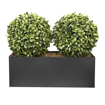 Kunstmatige Topiary Dubbele Bal Aglaia Buxus in Zwarte Rechte Tin Venster Doos 35cm/14in