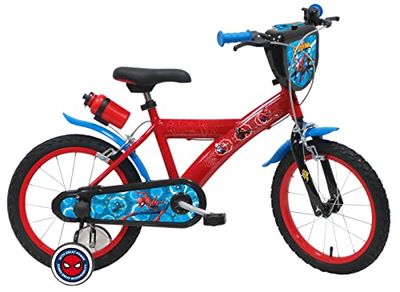 Vélo ATLAS 16 inch Spiderman fiets met 2 remmen, flessenhouder + decoratieve voorplaat voor jongens, rood