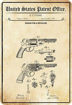 Schatzmix Patent ontwerp voor een Revolver-Starr metalen bord wanddecoratie 20x30 cm tin teken blikken bord, plaat, meerkleurig