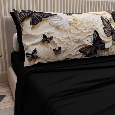 PETTI Artigiani Italiani Beddengoed van katoen met digitale print, eenpersoonsbed, beddengoedset voor eenpersoonsbed, Mariposa-05-zwart, 100% Made in Italy