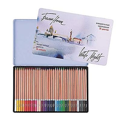 Nevskaya Palitra Set van 36 aquarelpotloden, serie "White Nights", in tinnen etui