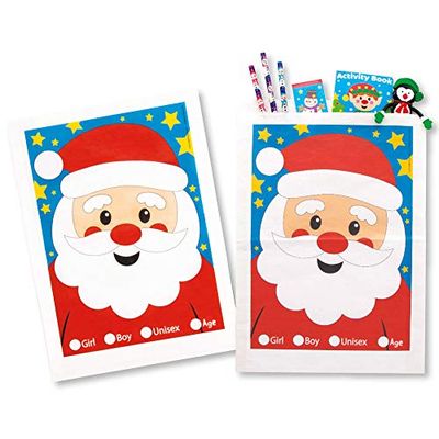 Baker Ross AX584 Sacs Cadeaux Père Noël - Paquet De 30, Sacs Cadeaux De Noël, Des Bonbons Et Plus Encore