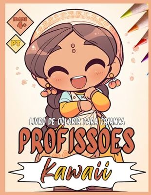 Livro de Colorir para Crianças de Profissões estilo Kawaii