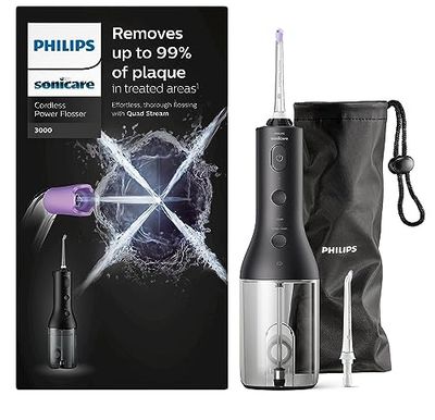 Philips Sonicare Jet dentaire Power Flosser 3000 sans fil, Noir (modèle HX3826/33)