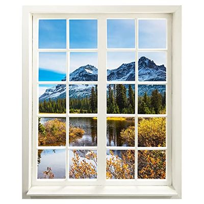 Graz Design - Adhesivo decorativo para pared (83 x 100 cm), diseño de ventana con vistas a la montaña