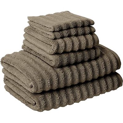 Amrapur Wavy Luxury Spa collection 6 piece quick dry towel set Taupe, Cotton, 1 x 1 x 1 cm