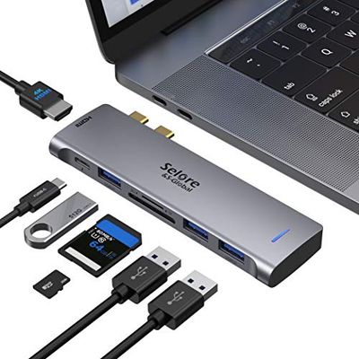 USB C-hub, Mac 7-in-2 naar HDMI 4K @60Hz, type C Thunderbolt 3, SD/TF-kaart, USB 3.0-poort, USB C-dock voor MacBook Pro 2021/2020/2019/2018 MacBoook Air M1