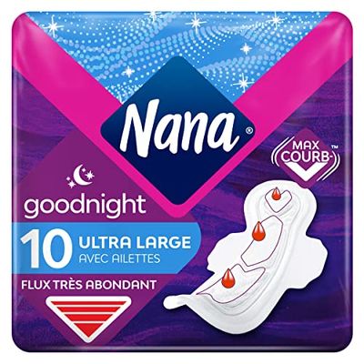 Nana Ultra Goodnight Large Serviettes Hygiéniques Avec Ailettes - 10 unités (lot de 1)