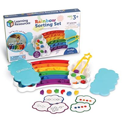 Learning Resources Set de clasificación de los Colores del arcoíris, motricidad Fina, Juguetes didácticos para niños pequeños, Juguetes didácticos y educativos, Bandeja sensorial, 3+